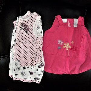 LOT Girls size 12 months pink embroidered flower tank & top with capri outfit